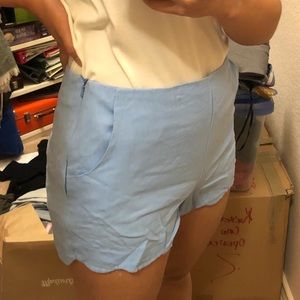 ASOS linen scalloped hem shorts